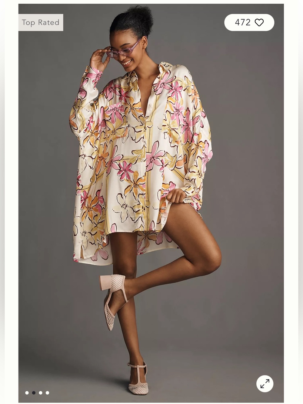 NWT Anthropology Corey Lynn Calter Long-Sleeve Printed Mini Shirt Dress - Picture 2 of 6